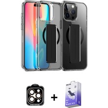 BUTİMAR'S iPhone 15 Pro Max Nova Işık Koleksiyonu - Siyah Bilvis 5in1 5d Magic Hayalet Cam Ekran Koruyucu + Turuncu Pvd Metal Kamera Lens