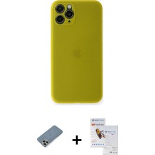 Cepte Toptan iPhone 11 Pro Max Yadigar Yansıma Serisi - Siyah Seramik Nano Ekran Koruyucu + Gold Metal Kamera Lens Koruma Cam