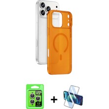 Cepte Toptan iPhone 17 Pro Ahenk Minimal Serisi - Siyah 3D Antistatik Seramik Nano Ekran Koruyucu + Gümüş Raze Metal Kamera Lens