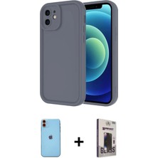 Cepte Toptan iPhone 11 Yankı Yansıma Özel Seri - Siyah Bilvis Hayalet Cam Ekran Koruyucu + Turuncu Neon Fosforlu Kamera Lens