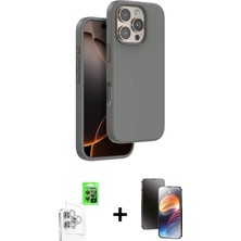 Cepte Toptan iPhone 16 Pro Max Kıvılcım Çizgi Serisi - Siyah 3D Antistatik Mat Seramik Nano Ekran Koruyucu + Beyaz Raze Metal Kamera Lens