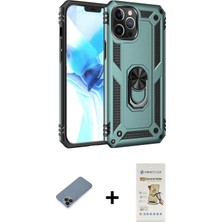 Cepte Toptan iPhone 12 Pro Max Ahenk Klasik Koleksiyonu - Siyah Mat Seramik Nano Ekran Koruyucu + Siyah Metal Kamera Lens Koruma Cam