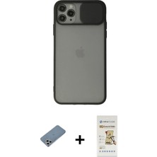 Cepte Toptan iPhone 11 Pro Vadi Çizgi - Siyah Mat Seramik Nano Ekran Koruyucu + Gümüş Shine Kamera Lens Koruma Cam