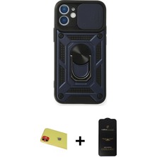 Cepte Toptan iPhone 11 Ahenk Klasik - Siyah 6d Antistatik Mat Seramik Hayalet Nano Ekran Koruyucu + Kırmızı Rainbow Kamera Lens Koruma Cam