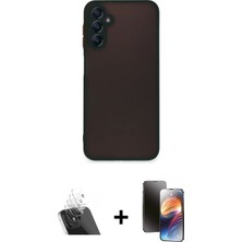 Cepte Toptan Galaxy A14 4g Ahenk Çizgi Serisi - Siyah 3D Antistatik Mat Seramik Nano Ekran Koruyucu + Şeffaf Kamera Lens Koruma Cam