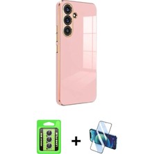 Cepte Toptan Galaxy A24 4g Yankı Serisi - Siyah 3D Antistatik Seramik Nano Ekran Koruyucu + Gümüş Raze Metal Kamera Lens