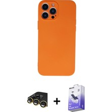 Cepte Toptan iPhone 13 Pro Max Ahenk Serisi - Siyah Bilvis 5in1 5d Magic Hayalet Cam Ekran Koruyucu + Gold Raze Metal Kamera Lens