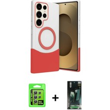 Cepte Toptan Galaxy S24 Ultra Kozmos Form Özel Seri - Siyah 360 Mat Full Body Arka Koruyucu + Gümüş Raze Metal Kamera Lens