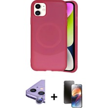 Cepte Toptan iPhone 11 Ufuk Serisi - Siyah 3D Antistatik Mat Seramik Nano Ekran Koruyucu + Mor Raze Metal Kamera Lens