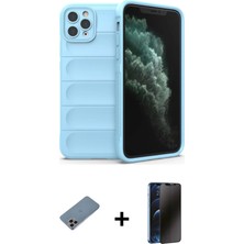 Cepte Toptan iPhone 11 Pro Max Atlas Koleksiyonu - Siyah 3D Antistatik Hayalet Cam Ekran Koruyucu + Gökkuşağı Shine Kamera Lens Koruma Cam