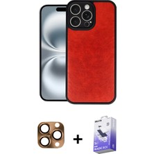 Cepte Toptan iPhone 16 Pro Max Kıvılcım Işık Serisi - Siyah Bilvis 5in1 5d Magic Hayalet Cam Ekran Koruyucu + Çöl Titanyum Pers Alüminyum Kamera Lens