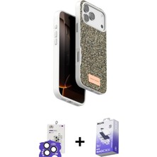 Cepte Toptan iPhone 17 Pro Max Vadi Klasik Serisi - Siyah Bilvis 5in1 5d Magic Hayalet Cam Ekran Koruyucu + Natural Grey Bilvis Titan Kamera Lens