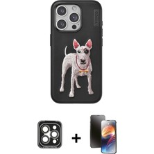 Cepte Toptan iPhone 15 Pro Max Nova Form Koleksiyonu - Siyah 3D Antistatik Mat Seramik Nano Ekran Koruyucu + Gri Pvd Metal Kamera Lens