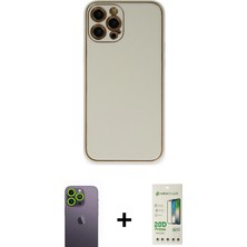 Cepte Toptan iPhone 12 Pro Max Yadigar Klasik - Siyah 20D Premium Cam Ekran Koruyucu + Yeşil Neon Fosforlu Kamera Lens