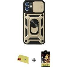 Cepte Toptan iPhone 11 Ahenk Klasik - Siyah Buffer Cam Ekran Koruyucu + Kırmızı Rainbow Kamera Lens Koruma Cam