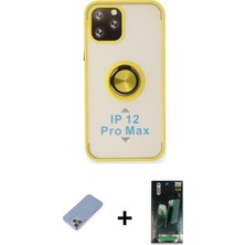 Cepte Toptan iPhone 12 Pro Yörünge Çizgi - Siyah 360 Mat Full Body Arka Koruyucu + Koyu Yeşil Metal Kamera Lens Koruma Cam