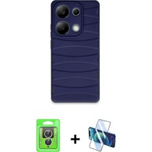 Cepte Toptan Redmi Note 13 Pro 4g Doruk Form Serisi - Siyah 3D Antistatik Seramik Nano Ekran Koruyucu + Gümüş Raze Metal Kamera Lens