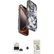 Cepte Toptan iPhone 14 Pro Max Siluet Doku - Siyah Mat Seramik Nano Ekran Koruyucu + Gold Bilvis Titan Kamera Lens