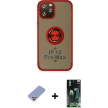 Cepte Toptan iPhone 12 Pro Yörünge Çizgi - Siyah 360 Mat Full Body Arka Koruyucu + Koyu Yeşil Metal Kamera Lens Koruma Cam