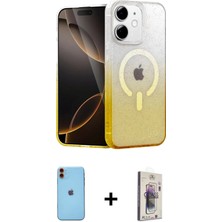 Cepte Toptan iPhone 11 Eksen Minimal Özel Seri - Siyah Bilvis 3D Cam Ekran Koruyucu + Turuncu Neon Fosforlu Kamera Lens