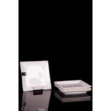 Acar Beyaz Porselen Kare Servis Tabak 6lı Set 17 Cm Şık Tasarım ile Sofralarınıza Uyum Sağlar