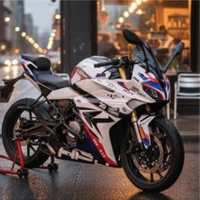 Kaplama Merkezi Cf Moto SR250 Beyaz Kaplama Siyah Sticker Etiket Modeli