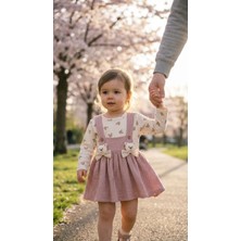 Ayıcık Figürlü Müslin Dokulu Kız Bebek Jile Elbise-1-3 Yaş