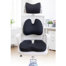 Pillowart 3'lü Set Ergonomik Ofis Sandalye Minderi Bel Boyun Oturma Desteği ile Konfor Artırıcı