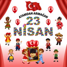 Ti Play 23 Nisan Ulusal Egemenlik ve Çocuk Bayramı Pvc Vinil Pano Süsü 160X160 cm | Tek Parça Okul Sınıf Panosu (Model 07)