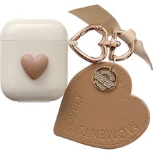 Airpods 1. Nesil / 2. Nesil Için Kılıf Süslü Kalp Desenli Kahverengi [airpods 1/2 ile Uyumlu Kılıf - Kahverengi]