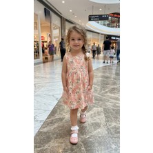 HC Kids Wear Kız Çocuk Çiçek Desenli %100 Pamuk Elbise