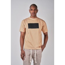 Ex-pent Erkek Düz Kesim Regular Kalıp Baskılı Pamuklu Bej T-Shirt