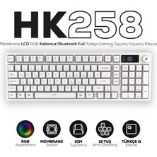 Hawk Gaming Chair HK258 Membrane LCD Rgb Kablosuz/bluetooth Beyaz Full Türkçe Gaming Oyuncu Klavye