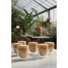 İpek Porselen El Yakmayan Çift Cidarlı  Latte, Nescafe ve Bitki Çayı Sunum Bardağı 350 ml