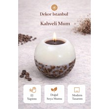 Dekor İstanbul Büyük Kahveli Mum – El Yapımı Doğal Soya Mum, Modern Yuvarlak Tasarım 10CM