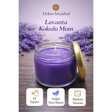 Dekor İstanbul Lavanta Kokulu Kavanoz Mum | El Yapımı Doğal Soya Mumu | Dekoratif Cam Mum