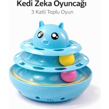 Colezium Hacıyatmaz Kedi Oyuncağı 3 Katlı Toplu Zeka Oyuncağı 20X21 cm - Devrilmez Interaktif  Oyuncağı