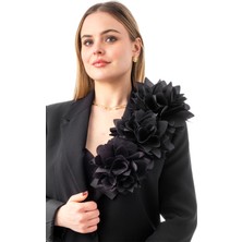 Gustello Adelina | Kadın Şık Yaka Çiçeği Aksesuarı - Iğneli 40 cm 16 cm Bant  Büyük Çiçek