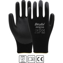 Beybi Pfn110 10 Beden Siyah Polyester Örgü Üzeri ½ Köpük Nitril Kaplı İş Eldiveni En388 3131X (12 Li Paket)