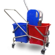 Afacan Plastik Aform Kromajlı Orj. Çift Kovalı Temizlik Arabası