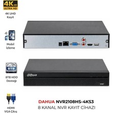 Dahua NVR2108HS-4KS3 8 Kanal H.265+ Cctv Nvr Kayıt Cihazı
