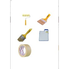 Kl Home Boya Seti=no=4 Robot Fırça+No=3 Kestirme FIRÇA+25CM Duvar Boya Rulo+ Rulo Izgara+Kağıt Bant