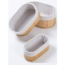 3’lü Bambu Sepet Seti – Pamuklu Astarı Çıkarılabilir, Çok Amaçlı Düzenleyici ve Dekoratif Saklama Sepeti, Mutfak, Banyo ve Salon Kullanımı