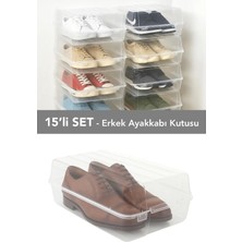 Meleni Home 15 Adet Erkek Ayakkabı Kutusu - Şeffaf Ayakkabı Düzenleyici Saklama Kutusu Organizer Seyahat Kutusu