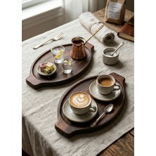 Famwoodart 2'li Doğal Ahşap Nihale, Kahvelik, Small Sunumluk, Supla,aksesuar Organizeri , Yağdanlık 18 x 30 cm