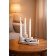 Twist (Burgu) Dekoratif Şamdan Mum – 3’lü Set Gri