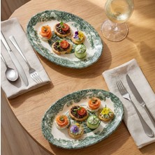 Fecra Vintage Emerald 2'li Kayık Tabak Seti 26 cm