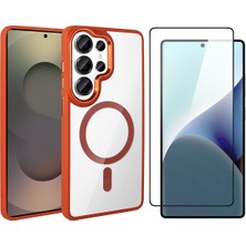 Vendas Samsung Galaxy S26 Ultra Kılıf M-safe Şarj Özellikli Zore Krom M-safe Silikon Kapak + Cam Ekran Koruyucu