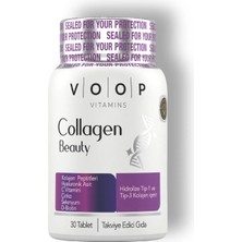 Voop Collagen Beauty Tip 1 Ve Tip 3 | Kolajen Hyaluronic Asit Q10 Biotin Çinko - 30 Tablet