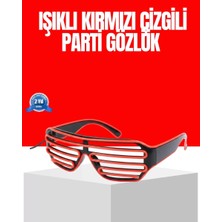 Asiltech Dikkat Çeken Tasarımlı LED Işıklı Eğlence Gözlüğü Kırmızı Çizgili Modern Parti Aksesuarı